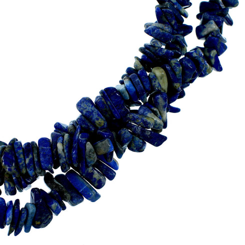 Sterling Silver And Denim Lapis Navajo 3-Starnd Bead Necklace SX108733